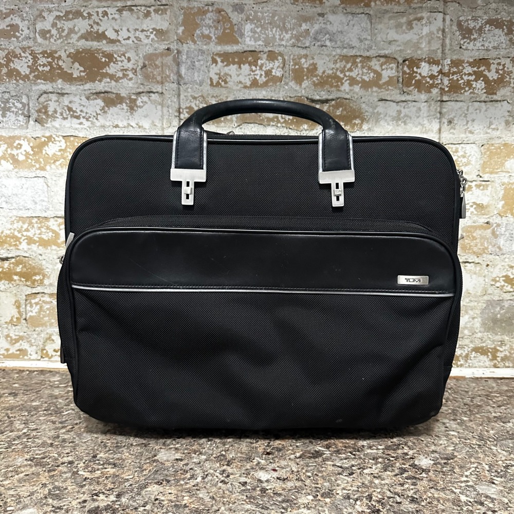 Tumi Rolling Briefcase Mens OS Black Good Ballistic Nylon Leather Travel Bag
